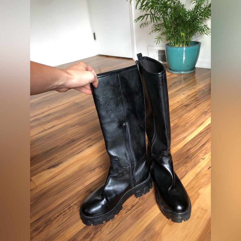 Lug Knee High Boots